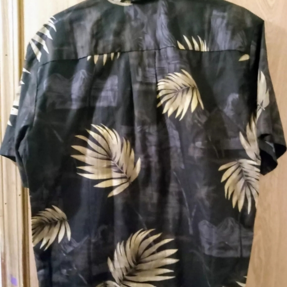 Palmwave Hawaiian Button Up Shirt Brown Black & Gold Size large 100% cotton - Picture 2 of 2